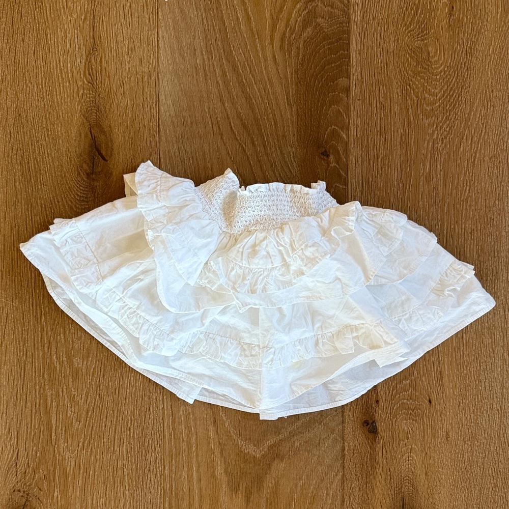LoveShackFancy White Cotton Billie Ruffle Kids Mini Skirt